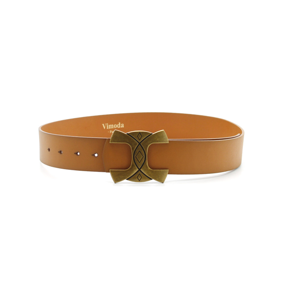  LEATHER BELT BUCKLE VIAME CAMEL