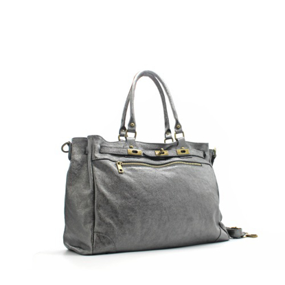 BAG LEATHER SILVER GREY