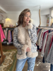 JACKET PRINTED KNITTED GREY BEIGE FAUX FUR