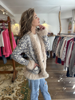 JACKET PRINTED KNITTED GREY BEIGE FAUX FUR