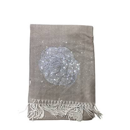 SCARF BEIGE SILVER PAILLETTES