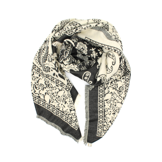  SCARF TONYA BLACK/ECRU