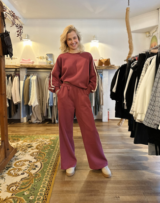 JOGGER PANTS STRIPED BORDEAUX 