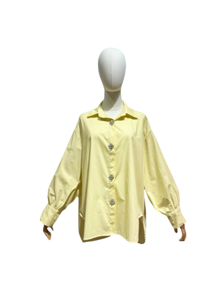 BLOUSE COTTON SILVER DIAMOND BUTTON YELLOW 