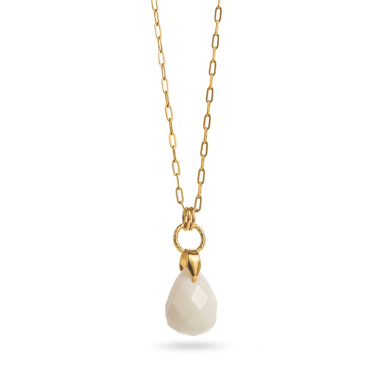 NECKLACE GOLD WITH WHITE STONE
