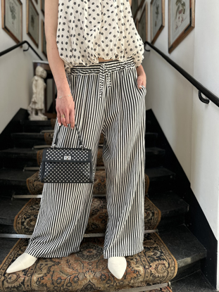 PANT LINNEN STRIPED BLACK & ECRU