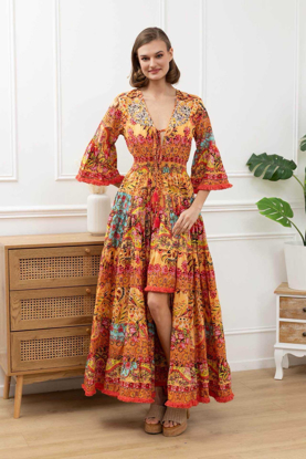 DRESS LUTECE ORANGE PRINTED