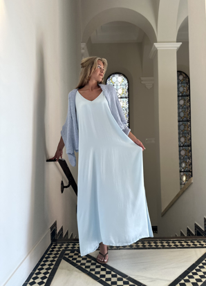 DRESS LONG SHINY NATASHA BABY BLUE