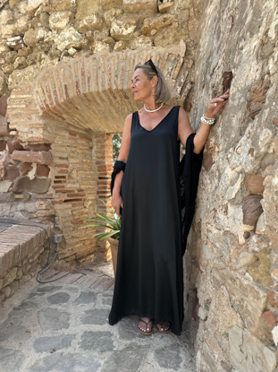 DRESS LONG SHINY NATASHA BLACK