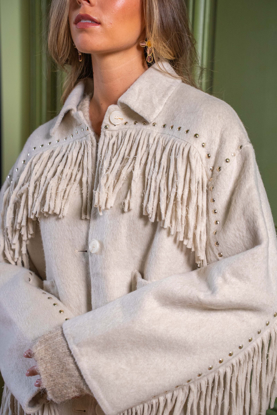 JACKET LAINE SANTIAGO FRINGE CREME