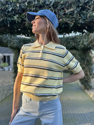 STRIPED POLO TOP YELLOW 